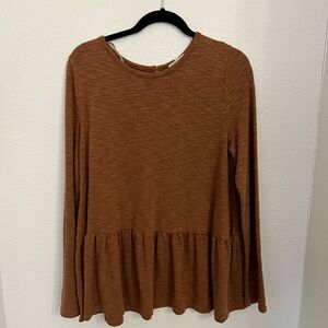 Anthropologie Women's Peplum Long Sleeve Top